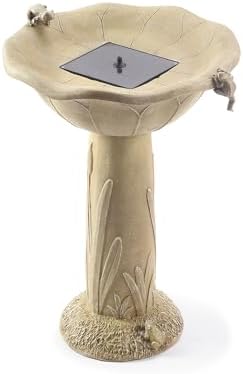Smart Solar Acadia IntelliSolar® Outdoor Solar-Powered Birdbath Fountain with Remote, Bubbler, and Spray, Nature-Inspired Pedestal Solar Birdbath Fountain, Olive Green by SmartSolar