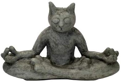 Solid Rock Stoneworks Meditating Cat- 9in Tall- PreAged by SolidRockStoneworksLLC