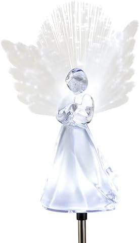 Alpine Corporation 37”H Outdoor Solar Angel Garden Stakes with Fiber Optic Wings and LED Lights (Set of 2) by Unknown