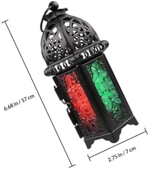 2pcs Iron Glass Candle Lantern Set, Decorative Holder Moroccan Style - Image 2