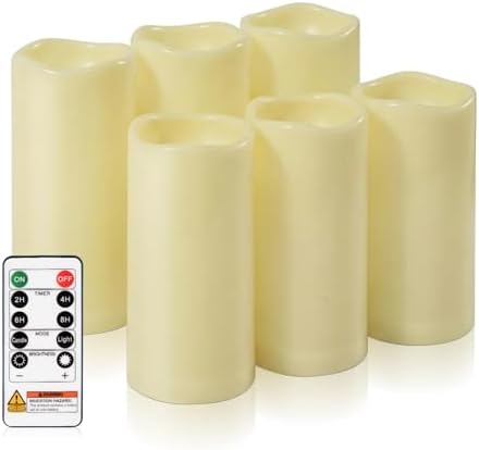Homemory Outdoor Waterproof Flameless LED Candles with Remote Timer, 6 Pack by Homemory