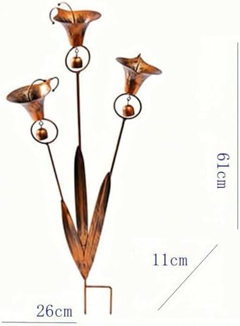 Flamed Copper Three Calla Lilies Garden Stake with Bells，Triple bluebells Garden Stake，Weatherproof Outdoor Yard Sculpture for Lawn, Patio and Pathway Decoration (3) - Image 7