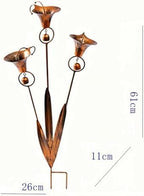 Flamed Copper Three Calla Lilies Garden Stake with Bells，Triple bluebells Garden Stake，Weatherproof Outdoor Yard Sculpture for Lawn, Patio and Pathway Decoration (3) - Image 7