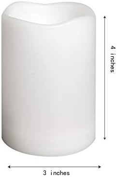 Waterproof Outdoor Battery Operated Flameless Candles with Auto Timer Flickering Plastic Resin Electric LED Pillar Lights for Lantern Patio Garden Wedding Party Decorations 3x4 Inches 6 Pack White - Image 4