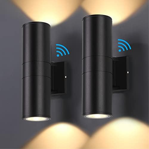 DAKAFUL Dusk to Dawn Outdoor Lighting Sensor Wall Lights 2Pack, 12W 2700K Integrated LED Cylinder Up Down Lights Outdoor, IP65 Waterproof Aluminum Wall Sconce Exterior Wall Light for Porch Patio etc. by DAKAFUL