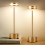 2 Pack LED Cordless Table Lamp Rechargeable, 5000mAh Portable Battery Operated Desk Touch Lamp, 3 Color Dimmable Table Light for Home Office/Dining/Nightstand for Home Décor – Champagne Gold by Gkeiten