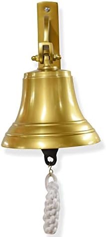 6" Ship Bell - Large Brass Sleigh Bell, Wall Mounted Hanging Nautical for Dinner Christmas Service Craft Farmhouse Maritime Church Pirate House by SNAKEEYETACTICAL