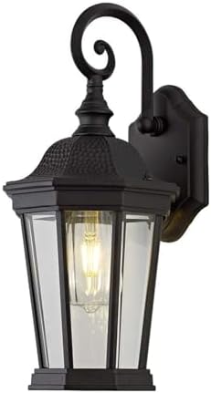 Outdoor Wall Lantern, 16'' Black Outdoor Wall Light Fixtures by SmeikeLighting