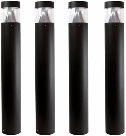 Solus Round Tunable LED Bollard – Switchable Wattage (12W–22W), 1600–3000 Lumens – Adjustable CCT 3000K/4000K/5000K – Black or Bronze Path Light (Black, Round / 4 Pack) by Solus