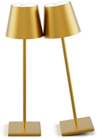 Cordless Table Lamp 5000mAh LED Rechargeable Lamp Gold, 2-Pack by Aoceley