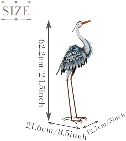 TERESA'S COLLECTIONS Garden Decor Blue Heron Sculptures & Statues,24.5" Coastal Metal Heron Decoy for Outdoor Outside Vivid Bird Metal Yard Art Cranes Patio Pond Pool Lawn Decorations,Gift for Mom - Image 4