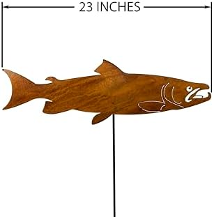 Swimming Salmon Garden Stake Set of 3, Made in USA, Rusty Steel, Real Rust Finish (Large) - Image 2
