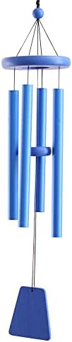 24" Aluminum 4Tubes Tuned Metal Wind Chimes for Outside Unique Deep Tone Indoor Sympathy Memorial Wind Chimes for Living Room Balcony Window Decor(Blue) by TFu