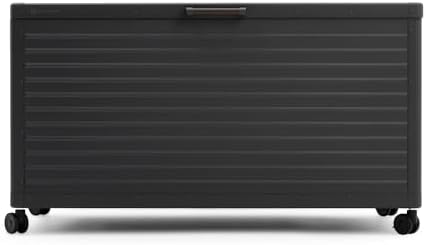 MIRADOR 134 Gallon Outdoor Storage Box with Wheels & Soft-Close Lid, Waterproof Metal Deck Box for Patio Cushions, Garden Tools & Pool Accessories, Charcoal - Image 2