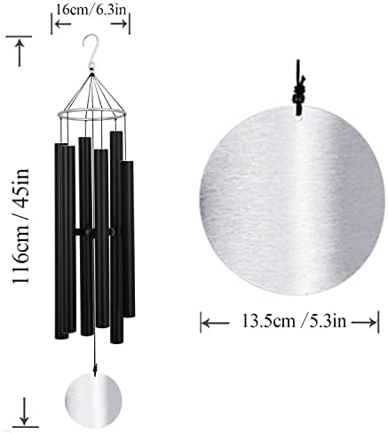 Wind Chimes Large Outdoors Clearance Deep Tone, 45" Sympathy Wind Chimes in Loving Memory of Someone, Memorial Wind Chimes Gifts for Mother's Day, Metal Wind Chimes Outdoors Garden/Yard Décor(Black) - Image 3