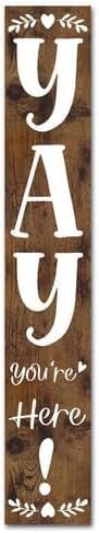 FemiaD 3Pcs Yay You're Here Door Sign Welcome Sign for Front Porch Standing 8x48inch Large Farmhouse Outdoor Wood Vertical Tall Funny Large Welcome Signs for Home by Unknown