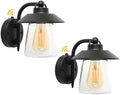 LUTEC 2 Pack Dusk to Dawn Outdoor Indoor Exterior Light Fixture, Farmhouse Barn Wall Sconce, Matte Black Finish Anti-Rust Wall Mount Light, Waterproof Wall lamp with Clear Glass for Porch, Patio by LUTEC