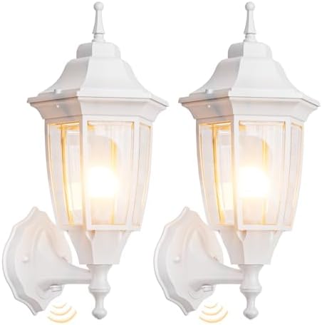 EMART Dusk to Dawn Outdoor Porch Light with Bulb, Wall Lamp(2 Pack, White) by EMART
