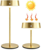 Mr.White Solar Waterproof Outdoor Rechargeable Cordless Table Lamps, Set of 2 Touch Dimmable Operated Battery Table Lights for Patio, Restaurant, Kitchen (Gold) by Unknown