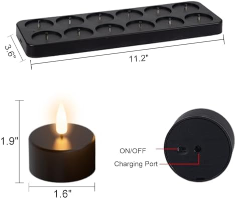 GenSwin Rechargeable Tea Lights Candles Remote Timer Charging Base Black - Image 3