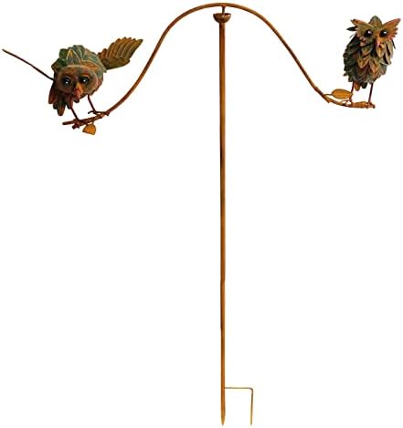 Rustic Metal Double Owl Balancer Kinetic Spinning Outdoor Garden Stake, Wind Sculpture Yard Art Center Piece - Image 3