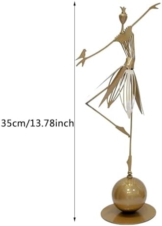 Outdoor Statue Garden Metal Statue Outdoor Dancing Girl Bird Art Farmhouse Footpath Garden Decor(A) - Image 2