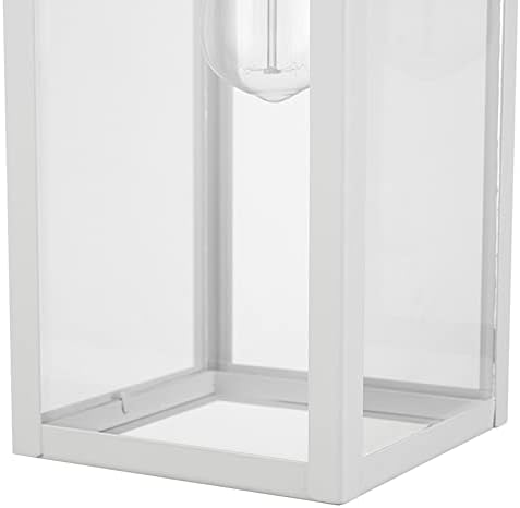 Globe Electric 44836 Bowery 1-Light Outdoor Indoor Wall Sconce, Matte White, Clear Glass Shade - Image 4