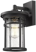 Casia Outdoor Wall Light Fixture, Black Porch Wall Sconce with Seeded Glass, Modern Farmhouse Exterior Lantern, E26 Base Outdoor Light for House, Entryway, Garage, Patio(12" H,1 Pack) by CASIA