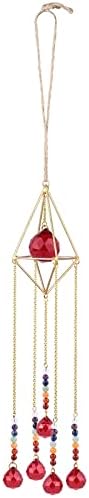 rockcloud Handmade Geometric Red Crystal Glass Hanging Wall Decoration by rockcloud