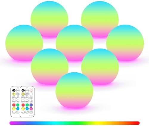 LOFTEK 3-inch Rechargeable LED Ball Lights, Sphere Night Light,8 Pack by LOFTEK