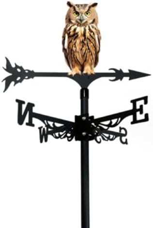 Metal Rooster Weather Vane, Retro Style, Suitable for Rooftop Villas and Peacock Weather vanes; Ideal for Sheds, courtyards, and gazebos. (Owl) by Unknown