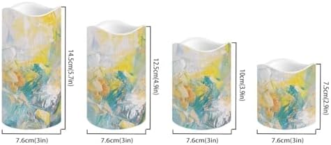 Flickering Flameless Candles with Remote LED Pillar Candles Battery Operated with Timer Color Changing Electric Candles for Home Kitchen Decor Oil Painting Pattern - Image 2