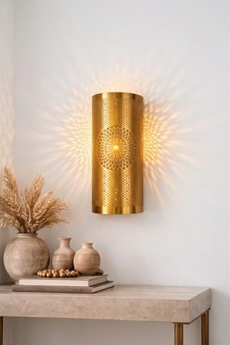Moroccan Brass Wall Lamp Sconce Home Decor, Handmade Lighting Copper Metal Lights Turkish Lamp, Ramadan Candle Lantern, Candle Holder, Indoor Outdoor, Patio, Porch, Shelf, Garden (Solar) - Image 4