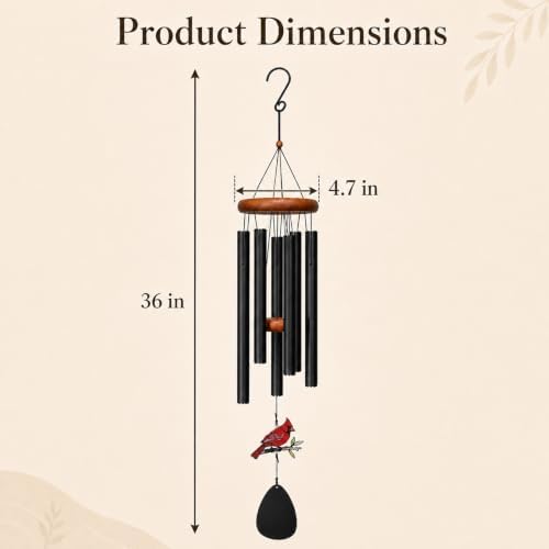 Memorial Wind Chimes for Loss of Loved One - 36 in Cardinal Wind Chimes, Sympathy Gifts for Bereavement, Deep Tone Home Garden Decor for Bereavement, Condolence, Funeral - Image 5