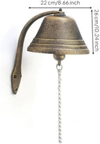 Wall-Mounted Bell with Pull Cord Outdoor Cast-Iron Chime with Bracket Heavy Duty for Shop Owners, Porch, Garden, Cafe, Large - Image 2