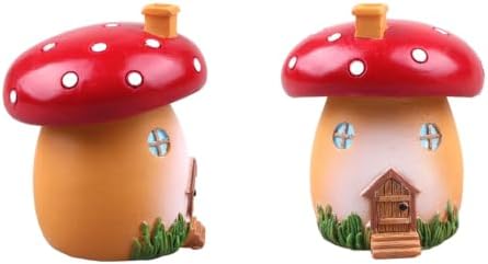 4 Pcs Fairy Garden Fairy House Miniature Figurines Mushroom Apple Tree House Figurines for Garden Decor - Image 3