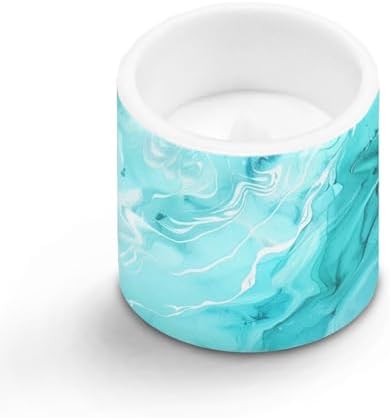 Pack of 4 Flameless Candles Battery Operated Candles with Remote and Timer Flickering LED Elictric Pillar Tealights for Indoor Outdoor Banquet Home Decorations, Turquoise Marble - Image 2