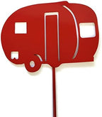 Hobby and Leisure Style Rustic or Powder Coated Metal Garden Stake or Stand (Small RV Teardrop Camper 21" Tall Including Stake, Red) by Handmade