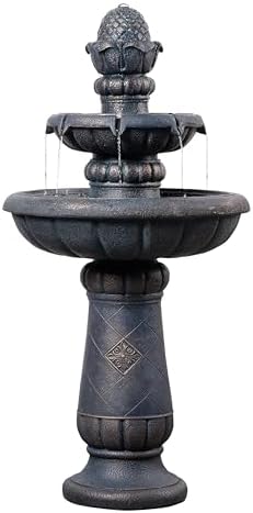 Teamson Home 2-Tier Birdbath Water Fountain Outdoor Garden with Shallow Basin by TeamsonHome