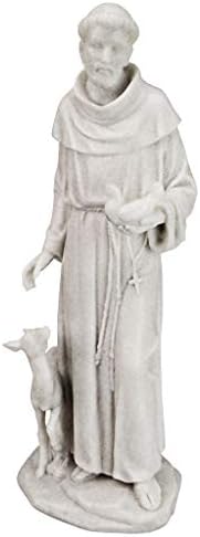 Design Toscano Francis of Assisi, Patron of Animals Religious Statue Figurine, 11 inches tall, Cast Marble Resin, White Finish - Image 3
