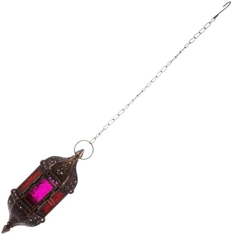 Decorative Hanging Candle Holder Lantern with Glass and Iron by DECHOUS