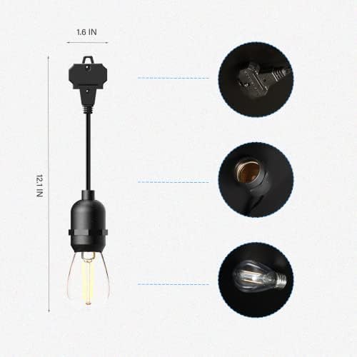 GOODSMANN LED Outdoor Low Voltage String Lights 12V 16 PCS Bulbs Hanging Landscape Lighting, 50 FT Light String Weatherproof Decorative Lights - Image 6