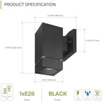 ASD 1 Light Cylinder Outdoor Sconce Lights, Black 60W E26 ETL 6 Pack - Image 2