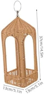 Handwoven Rattan Candle Lantern Shade Cover for Tabletop Patio - Image 2