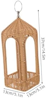 Handwoven Rattan Candle Lantern Shade Cover for Tabletop Patio - Image 2