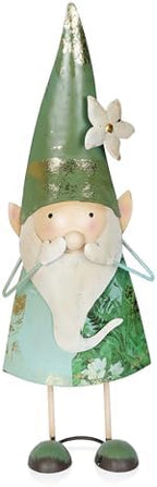 Alpine Corporation 18" Tall Outdoor Metal Speak No Evil Garden Gnome Statue, Green by Unknown