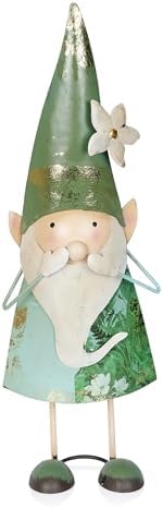 Alpine Corporation 18" Tall Outdoor Metal Speak No Evil Garden Gnome Statue, Green by Unknown