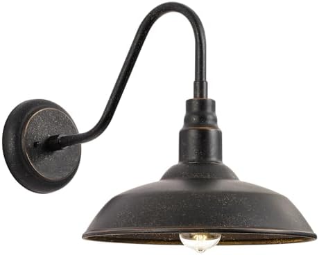 Gooseneck Outdoor Light Fixture, 10" Dome Exterior Farmhouse Lights for Barn, Bronze Porch Lighting, Gooseneck Wall Sconce for Patio Garage House by GOALPLUS