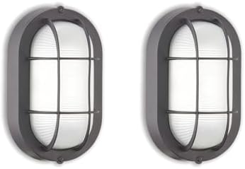 WISBEAM 2 Pack LED Bulkhead Light, Outdoor Bulkhead LED Wall Light, Dimmable, 6W Replace 60W, 450 Lumen 3000K Daylight White 80CRI, Water-Proof, ETL Rated by WISBEAM