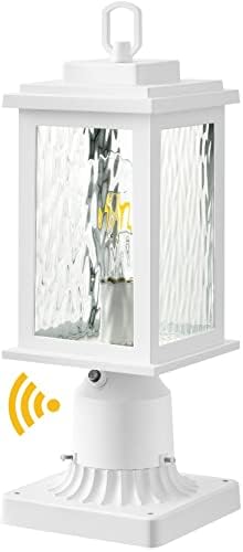 VIANIS Dusk to Dawn Outdoor Post Lights with Pier Mount Base, Modern White by VIANISLIGHTING